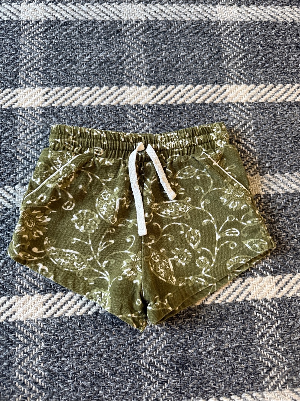 Julia Amory Olive Floral Drawstring Boys Shorts